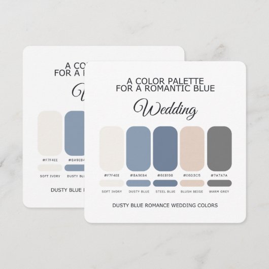 Invitation Romantic Dusty Blue Wedding Color Palette Card (Devant / Derrière)