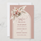 Invitation Romantic Dusty Pink Pampas Grass Arch Save Date (Devant)