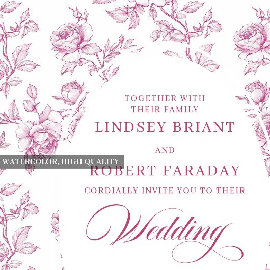 Invitation Romantic Dusty Pink Roses Pattern Wedding Invite