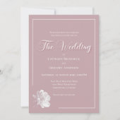 Invitation Romantic Dusty Pink White Floral Wedding (Devant)