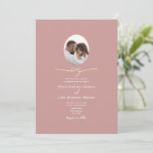 Invitation Romantic Dusty Rose QR Code Photo Wedding (Debout devant)