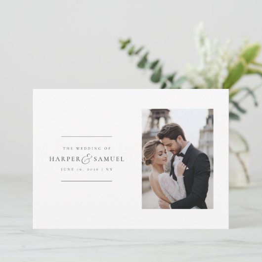 Invitation Romantic Elegant 2 Mariage photo (Debout devant)