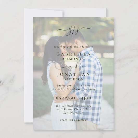 Invitation Romantic Elegant Deux Photo Monogramme Mariage Inv (Devant)
