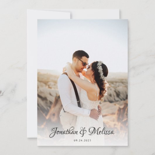 Invitation Romantic Elegant Monogramme Script Mariage photo (Dos)