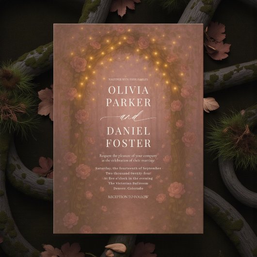 Invitation Romantic Enchanted Forest Fairy Lights Wedding