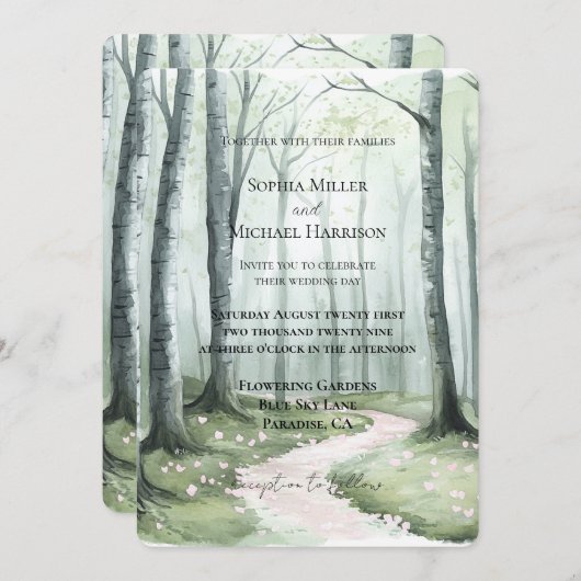 Invitation Romantic Enchanted Forest Wedding (Devant / Derrière)