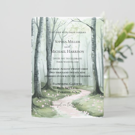 Invitation Romantic Enchanted Forest Wedding (Debout devant)