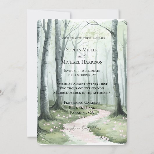 Invitation Romantic Enchanted Forest Wedding (Devant)