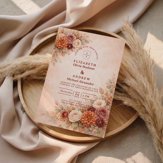 Invitation Romantic Fall Floral Wedding
