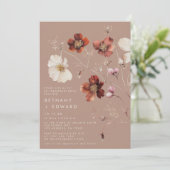 Invitation Romantic Fall Taupe Fleur sauvage (Debout devant)