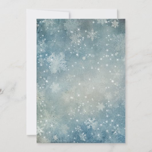 Invitation Romantic Falling Snow Blue & White Sparkings (Dos)