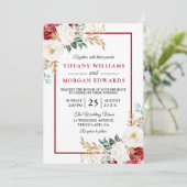 Invitation Romantic Festin Rouge Blanc Vert Floral Mariage (Debout devant)