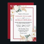 Invitation Romantic Festin Rouge Blanc Vert Floral Mariage<br><div class="desc">Romantic Festive Rouge Blanc Vert Floral Faire-part de mariage Belle Roses Blanches et Rouges Bourgogne Convient à toutes les saisons</div>
