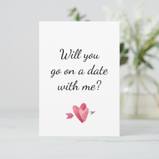 Invitation Romantic First Date Heart Proposal (Debout devant)