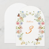 Invitation Romantic Floral Arched Wedding Table Numbers (Devant / Derrière)