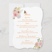 Invitation Romantic Floral Die Cut Wedding Menu Card (Devant)