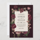 Invitation Romantic Floral Elegant Modern QR Code Wedding (Devant)