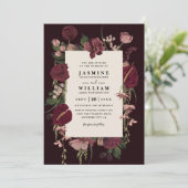 Invitation Romantic Floral Elegant Modern QR Code Wedding (Debout devant)