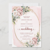 Invitation Romantic Floral Greenery Rose Gold Wedding Invite (Devant)