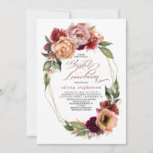 Invitation Romantic Floral Tones Earthy Chute Nuptiale Déjeun (Devant)