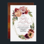 Invitation Romantic Floral Tones Earthy Chute Nuptiale Déjeun<br><div class="desc">Bourgogne rouge et orangé fleurs belle automne nuptiale invitation à la douche - Déjeuner nuptial</div>