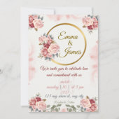 Invitation Romantic Floral Wedding Invite | Blush & Gold Rose (Devant)