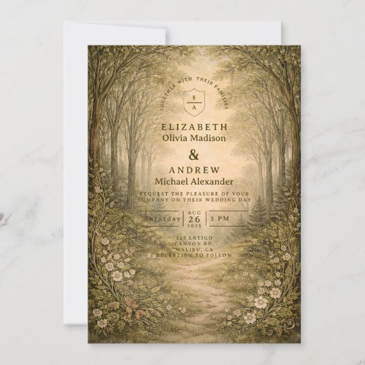 Invitation Romantic Forest Path Wedding (Devant)
