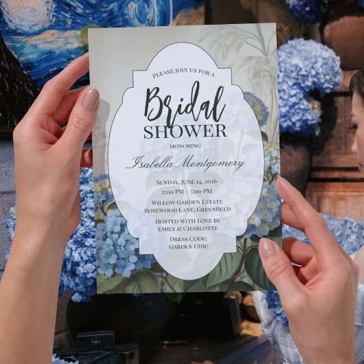 Invitation Romantic French Blue Hydrangea Bridal Shower
