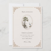 Invitation Romantic French Heron Oval Frame Wedding Invitatio (Devant)