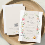 Invitation Romantic Garden Floral Wreath QR Code Estate Weddi<br><div class="desc">Invite your guests to a romantic garden celebration with this elegant floral wreath wedding invitation featuring a convenient QR code RSVP. Soft watercolor flowers and botanical greenery form a delicate wreath around the couple’s names, creating a timeless design perfect for garden, estate, and outdoor weddings. Inspired by classic countryside celebrations...</div>