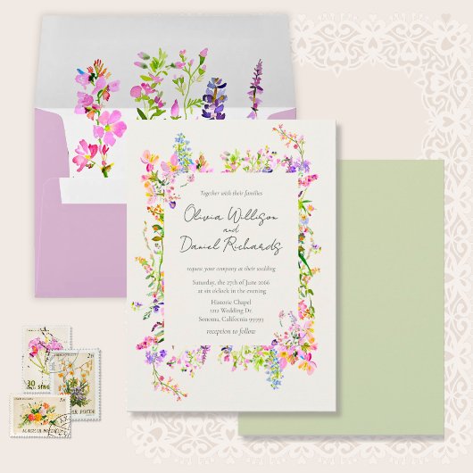 Invitation Romantic Garden Green Floral Wedding 