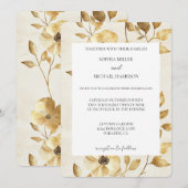 Invitation Romantic Gold Cream Floral Wedding (Devant / Derrière)