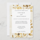 Invitation Romantic Gold Cream Floral Wedding (Devant)