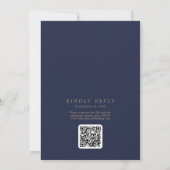 Invitation Romantic Gold Navy Monogramme QR Code Précédent Ma (Dos)