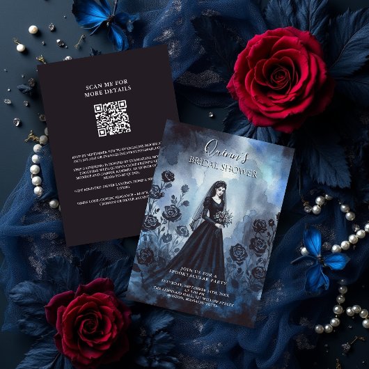 Invitation Romantic Gothic Bride Misty Floral Bridal Shower