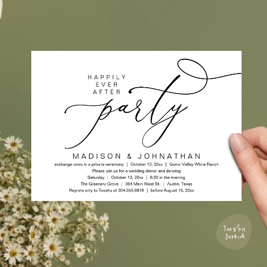 Invitation Romantic Happily Ever After Party, Wedding Dinner
