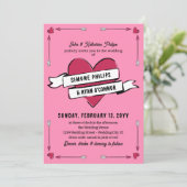 Invitation Romantic Heart Arrows & Ribbon Casual Wedding (Debout devant)