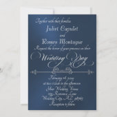 Invitation Romantic Heart & Calligraphy on Blue - Wedding (Dos)