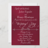 Invitation Romantic Heart & Calligraphy on Burgundy - Wedding (Dos)