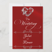 Invitation Romantic Heart & Calligraphy on Red - Wedding (Devant)