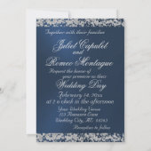 Invitation Romantic Heart & Glitter on Blue Wedding (Dos)