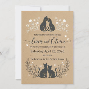 Invitation Romantic Kraft Floral Couple Invite