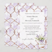 Invitation Romantic Lavender Floral Bow Wedding (Devant / Derrière)