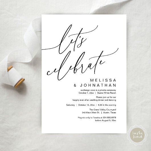 Invitation Romantic Let's Celebrate Wedding Elopement Party