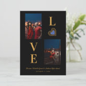 Invitation Romantic Love blue Heart Fake Lace 2 Multi PHotos (Debout devant)