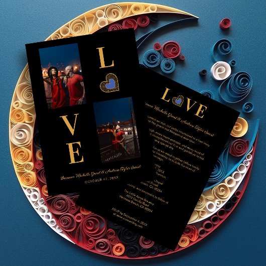 Invitation Romantic Love blue Heart Fake Lace 2 Multi PHotos