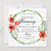 Invitation Romantic Love Couronne Rouge Pavot Ménage (Devant)