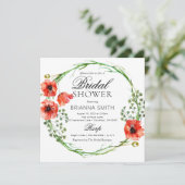 Invitation Romantic Love Couronne Rouge Poppy Douche nuptiale (Debout devant)