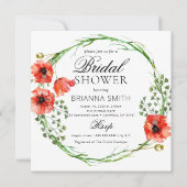 Invitation Romantic Love Couronne Rouge Poppy Douche nuptiale (Devant)