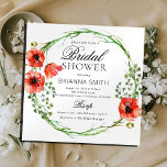 Invitation Romantic Love Couronne Rouge Poppy Douche nuptiale<br><div class="desc">Une invitation carré moderne et élégante qui impressionne tout le monde autour de vous. L'invitation vient je suis 17, 55 x 5, 25 pouces et il est entièrement personnalisable selon votre événement. Notre design est assorti de touches vertes, florales, fleuries, botaniques, dorées et glacées. Nous avons fait en sorte que...</div>